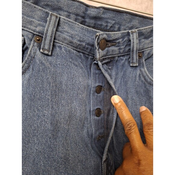 Levi's 501 Black Tab Jeans Men's 34x32 Blue Button Fly Faded Y2K Grunge Skater - Picture 3 of 8